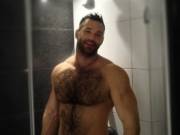 Hairy man in the shower (X-Post /r/insanelyhairymen)