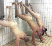 Handstands in the showers