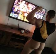 Watching the game (X-Post /r/malebiceps)