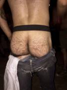 Showing off that hairy ass in the club