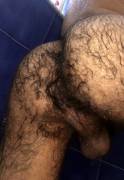 Wet hairy ass