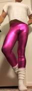 Pink metallic leggings
