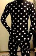 Wearing my polka dotted zentai suit