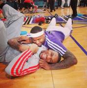 Former Sacramento teammates Thomas Robinson and DeMarcus Cousins reunite for the first time after Thomas got traded to Houston