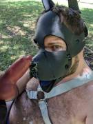 My husband enjoying his pup's muzzle on a warm afternoon