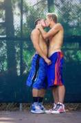 Ian Levine makes out with Dalton Briggs on the court
