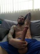 Showing off his long cock