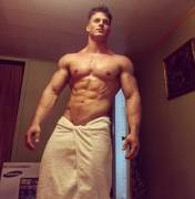 Nick Sandell in a towel