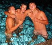 Naked boys in the pool