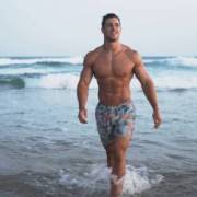 Muscles on the beach (X-Post /r/wetmale)