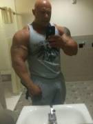 Muscle dude in the bathroom