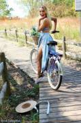 Hayley Marie went for a bike ride in her blue summer dress