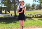 [vid] Charlotte Carmen shows off at the park after school (FTV — xpost /r/skinnytail)
