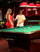 Thick girl at pool table