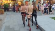 Walk on the public strip with 3 girls