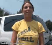 flashing in a parking lot