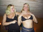 2 blondies with black bras