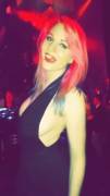 Naughty red hair girl flashes in the club