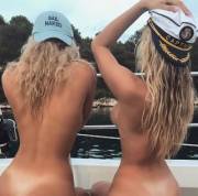 Sisters on a boat