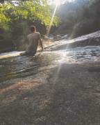 My lil bum at the gay waterfalls yesterday :)