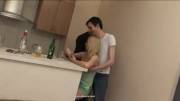 Group sex with a drunk chick started right in the kitchen [gif]