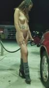 Pumping Gas Naked in Public [gif]