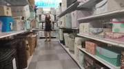 Flashing her ass and pussy at a store [gif]