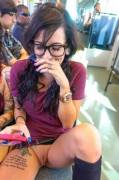 She got Tattoos, Glasses and she is flashing in public.