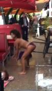 This crazy playing with her pussy in public letting people finger her [gif]