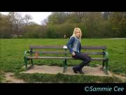 Sammie Cee masturbating on a park bench