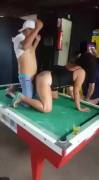 Drunken sex on the pool table next to friends [gif]