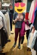 Boobs out at Dick's Sporting Goods.....