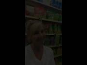 Mature blonde gets laid bare in a supermarket! [gif]