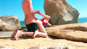 Hot French Petite Teen Fucked And Sucks In Public On The Beach GIF