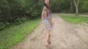 Tattooed beauty goes to the forest. She has a surprise in her ass! [gif]