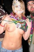 Masked flasher with a ton of beads