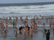 On June 19th 2011 a group of 413 participants stripped off on Rhosilli beach, South Wales, setting a world record for the largest group skinny dip.