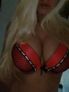 close up of red bombshell bra