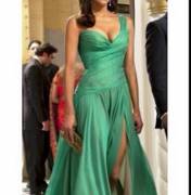 A-line One Shoulder Sweep/ Brush Train Evening Wear. Outerinner.com
