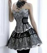 Where can I buy this beautiful corseted grey dress?
