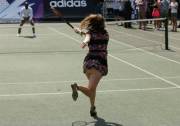Alex Jones flashes her underbun while playing tennis in a short dress (x-post /r/GirlsTennis)