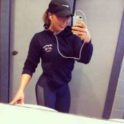 Regina Hunt in black/grey workout leggings (x-post /r/ReginaHunt/)