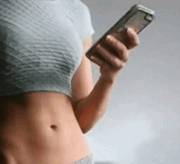 Sexting in sweats w/ midriff exposed