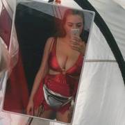 In her tent