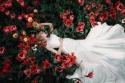 Wedding Dress in a field of Flowers