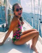 College girl on yacht