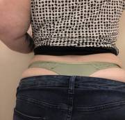 [selling] lovely green thong stretched by my bbw self. Period panties! I wore them and they stained, my loss is your gain! 