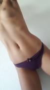 Quick lunchbreak, wanted to show you guys my wet purple thong ;-) (18y Dutch)