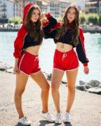 Twins in shorts