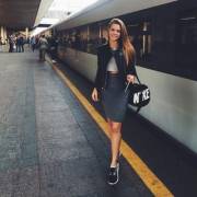 Waiting for her train